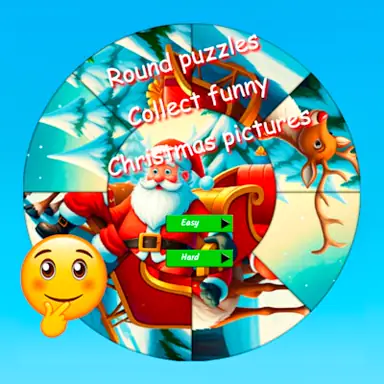 Round jigsaw Puzzle Collect funny Christmas pictures game