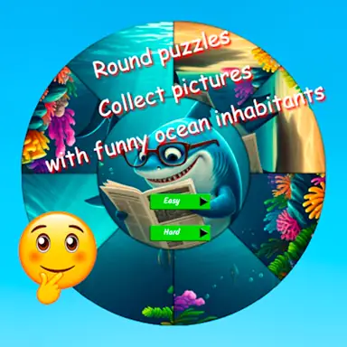 Round Jigsaw Puzzle Collect Pictures of Funny Ocean Inhabitants oyunu