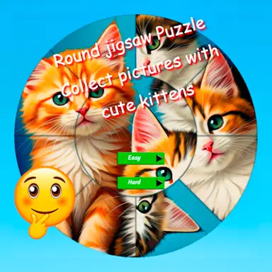 Round Jigsaw Puzzle Collect Pictures with Cute Kittens oyunu