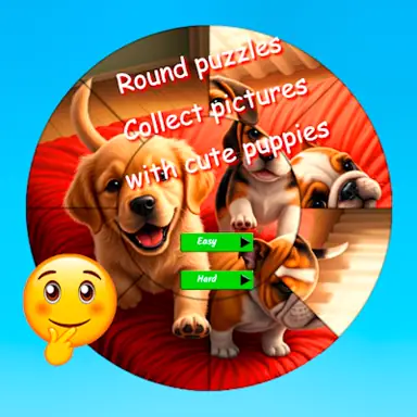 Round Jigsaw Puzzle Collect Pictures with Cute Puppies oyunu