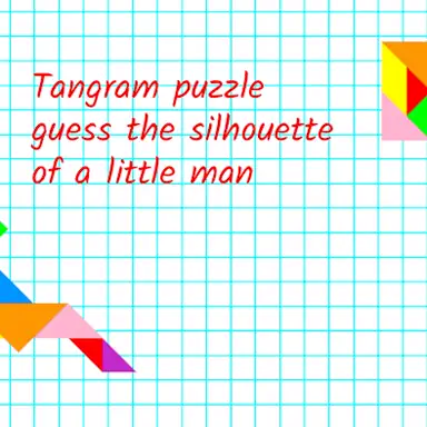 Tangram puzzle guess the silhouette of a little man game